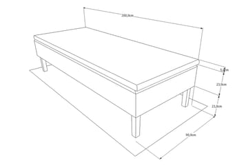 Viken Bas Rammeseng 80X200Cm - Grå, Konisk Svarte Ben - Møbler - Senger - Enkeltsenger
