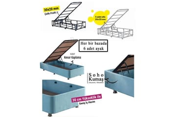 Enkeltsengunderdel Koselig enkel lyseblå - 120 x 200 cm - Møbler - Senger - Sengeramme & sengestamme