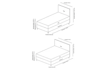 Enkeltsengunderdel og Hodegjerde Sonyi Antrasitt - 120 x 110 x 200 cm - Møbler - Senger - Rammeseng