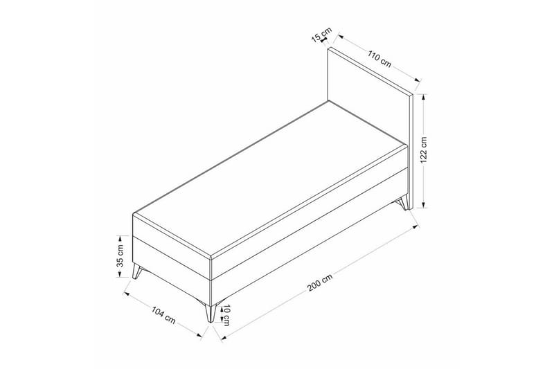 Enkeltsengunderdel og Hodegjerde Sorang Grå - 104 x 35 x 200 cm - Møbler - Senger - Komplett sengepakke