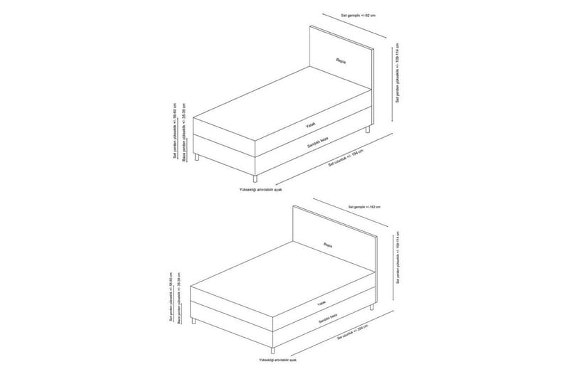 Enkeltsengunderdel og Hodegjerde Sudalmuni lys grå - 90 x 110 x 190 cm - Møbler - Senger - Dobbeltsenger