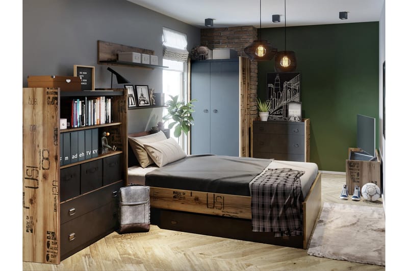 Evorana Møbelsett For Soverom - Brun/Mørk Grå - Møbler - Senger - Møbelsett til soverom