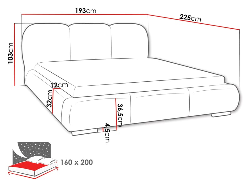 Fito sengeramme med oppbevaring 160x200 cm - hvit - Møbler - Senger - Senger med oppbevaring