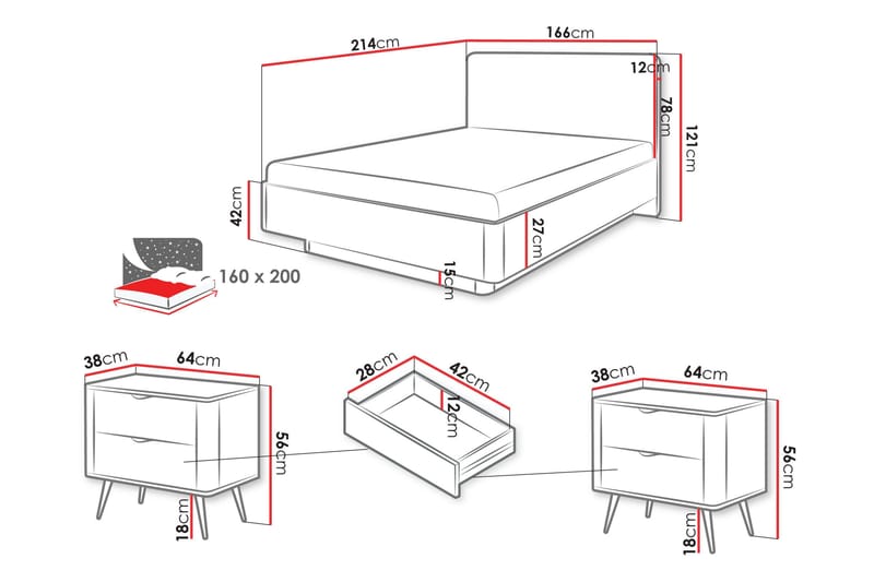 Forba Møbelsett til Soverom - Beige - Møbler - Senger - Møbelsett til soverom