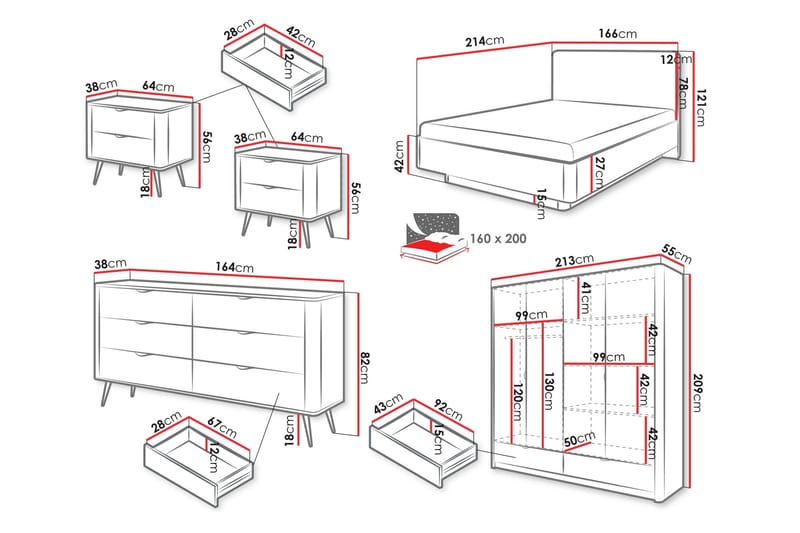 Forba Møbelsett til Soverom - Beige - Møbler - Senger - Møbelsett til soverom