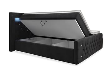 Franco Crystal Kontinentalseng 160x200 LED-belysning - Svart/Fløyel - Møbler - Senger - Senger med oppbevaring
