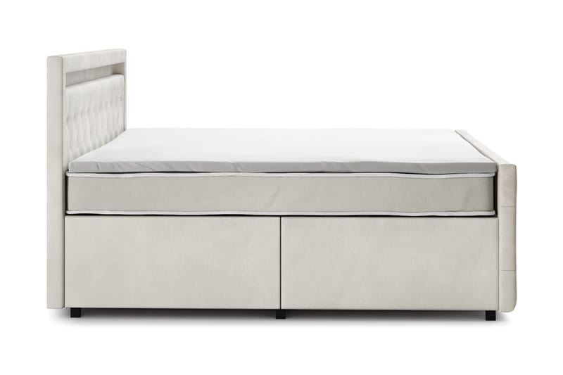 Franco Light komplett sengesett med oppbevaring LED-belysning 180x200 cm - Beige - Møbler - Senger - Kontinentalsenger
