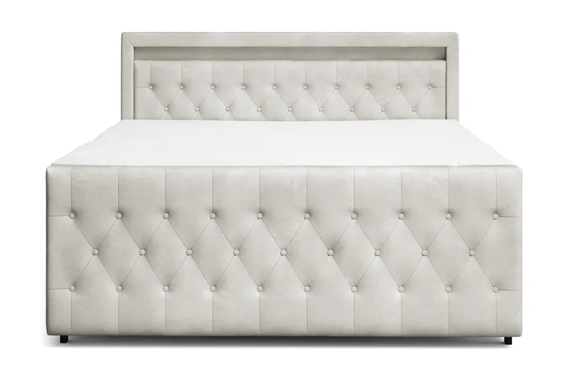 Franco Light komplett sengesett med oppbevaring LED-belysning 180x200 cm, Beige