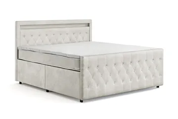 Franco Light komplett sengesett med oppbevaring LED-belysning 180x200 cm - Beige - Møbler - Senger - Kontinentalsenger