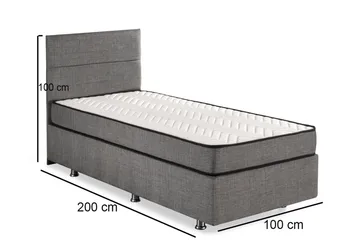 Froknial Oppbevaringsseng 100x200 cm - Grå - Møbler - Senger - Senger med oppbevaring