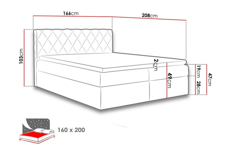 Gabin Sengpakke Kontinentalseng 160x200 cm - Rød - Møbler - Senger - Kontinentalsenger