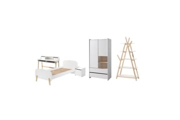 Garderobe med seng nattbord skrivebord bokhylle Kiddy - Møbler - Senger - Møbelsett til soverom