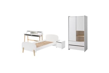 Garderobe med seng nattbord skrivebord Kiddy - Møbler - Senger - Møbelsett til soverom