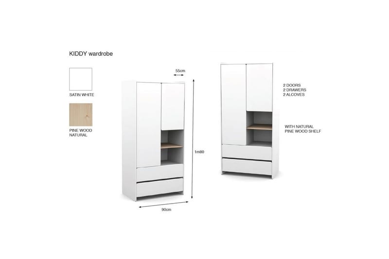 Garderobe med seng nattbord skrivebord Kiddy - Møbler - Senger - Møbelsett til soverom