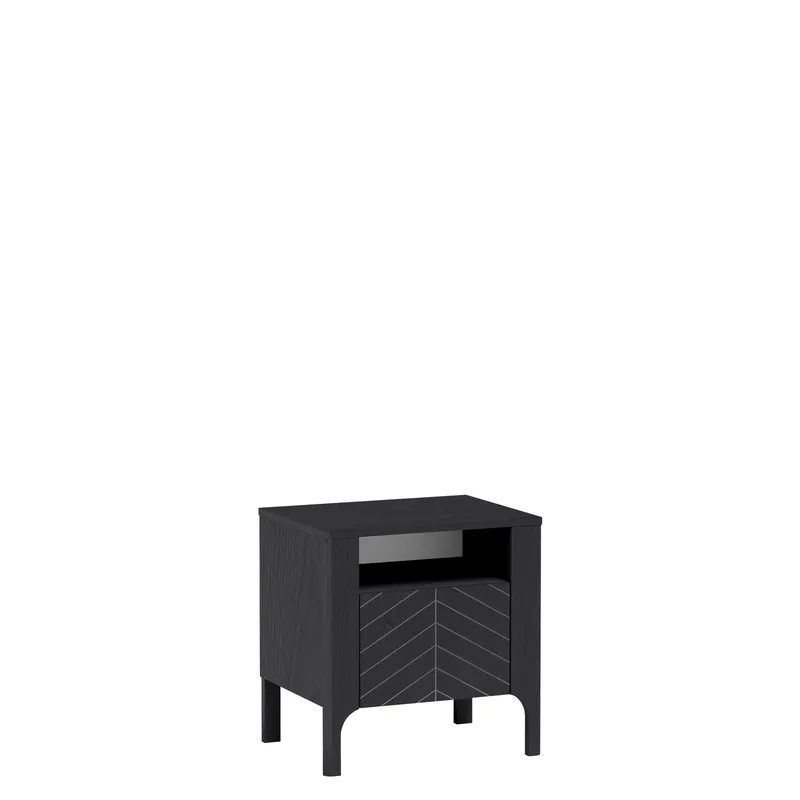 Aggarwal Nattbord 54 cm med Oppbevaring og Hyller i Tre, Svart