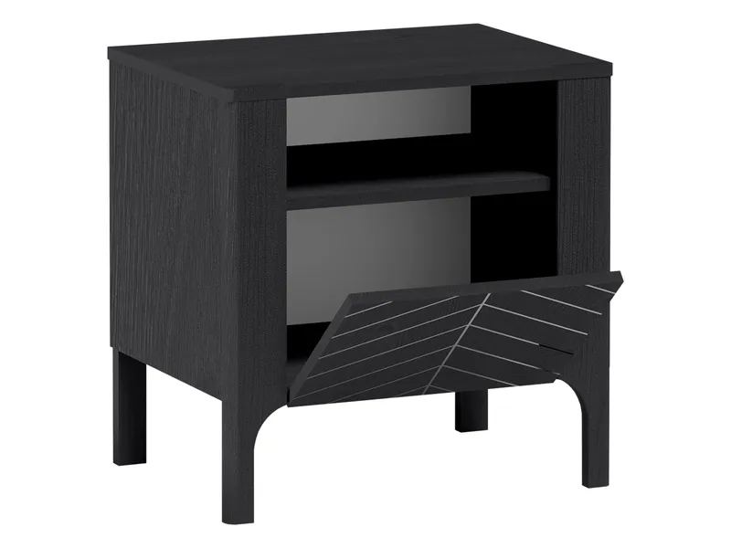 Aggarwal Nattbord 54 cm med Oppbevaring og Hyller i Tre - Svart - Møbler - Bord - Avlastningsbord & sidobord - Sengebord & nattbord
