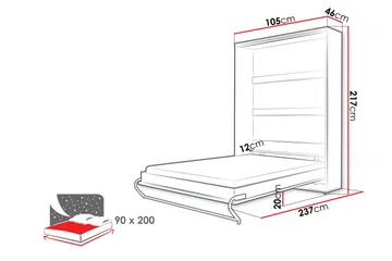 Rauk Nattskap 105x46 cm - Grå - Møbler - Senger - Gjesteseng & ekstraseng - Skapseng