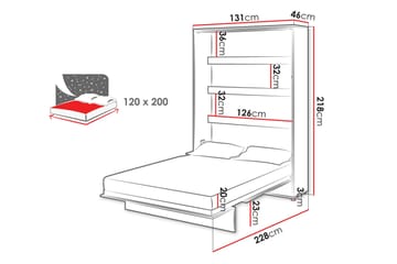 Rauk Sengeskap 131x228 cm - Hvit - Møbler - Senger - Gjesteseng & ekstraseng - Skapseng