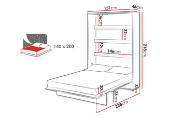 Rauk Sengeskap 151x228 cm - Beige - Møbler - Senger - Gjesteseng & ekstraseng - Skapseng