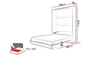 Rauk Sengeskap 155x46 cm - Grå - Møbler - Senger - Gjesteseng & ekstraseng - Skapseng
