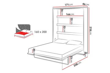 Rauk Sengeskap 171x228 cm - Hvit - Møbler - Senger - Gjesteseng & ekstraseng - Skapseng