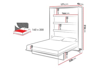Rauk Sengeskap 171x228 cm - Hvit - Møbler - Senger - Gjesteseng & ekstraseng - Skapseng