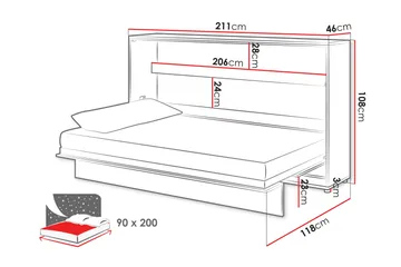 Rauk Sengeskap 211x118 cm - Hvit - Møbler - Senger - Gjesteseng & ekstraseng - Skapseng