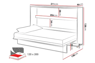Rauk Sengeskap 211x148 cm - Hvit - Møbler - Senger - Gjesteseng & ekstraseng - Skapseng