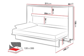 Rauk Sengeskap 211x148 cm - Hvit - Møbler - Senger - Gjesteseng & ekstraseng - Skapseng