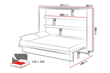 Rauk Sengeskap 211x168 cm - Hvit - Møbler - Senger - Gjesteseng & ekstraseng - Skapseng