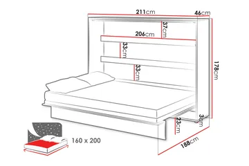 Rauk Sengeskap 211x188 cm - Hvit - Møbler - Senger - Gjesteseng & ekstraseng - Skapseng