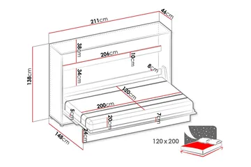 Grianan Sängskåp 120x200 cm Grey - Møbler - Senger - Gjesteseng & ekstraseng - Skapseng