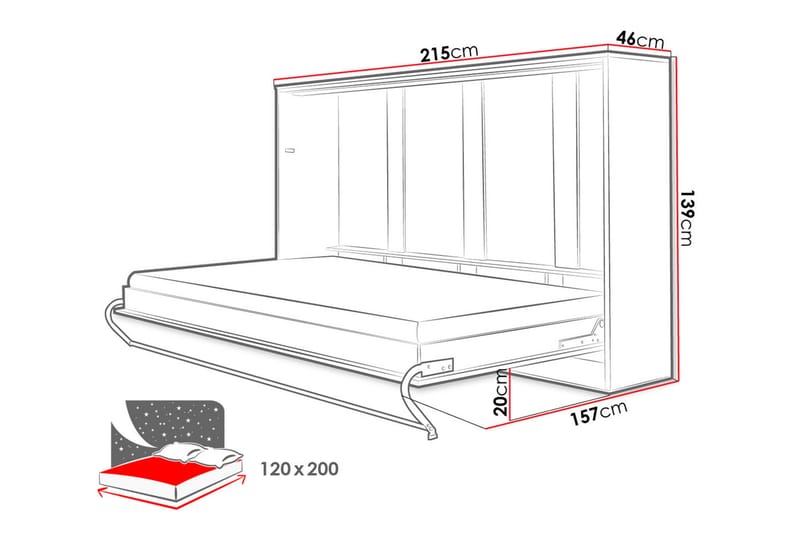 Sengeskap Concept Pro 215x157x137 cm - Hvit - Møbler - Senger - Gjesteseng & ekstraseng - Skapseng