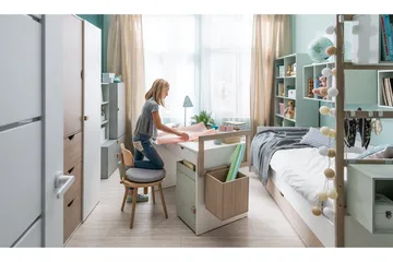 Stige seng med Ekstraseng 90x200 cm Hvit/Tre/Natur - Hvit/Tre/natur - Møbler - Senger - Gjesteseng & ekstraseng - Uttrekkbar seng