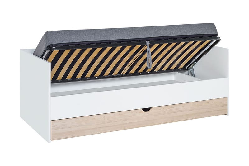 Stige seng med Ekstraseng 90x200 cm Hvit/Tre/Natur - Hvit/Tre/natur - Møbler - Senger - Gjesteseng & ekstraseng - Uttrekkbar seng