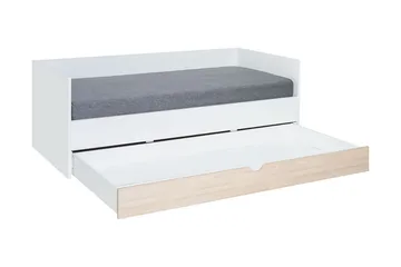 Stige seng med Ekstraseng 90x200 cm Hvit/Tre/Natur - Hvit/Tre/natur - Møbler - Senger - Gjesteseng & ekstraseng - Uttrekkbar seng