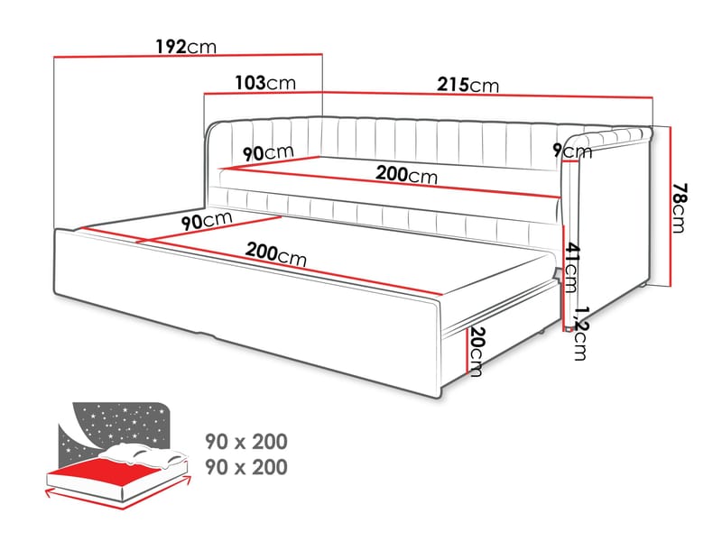 Valek sengramme 90x200 cm - blågrønn - Møbler - Senger - Gjesteseng & ekstraseng - Uttrekkbar seng