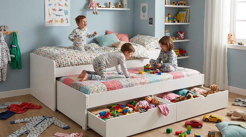 Granvik Sengeramme 90x200 cm uttrekkbar med ekstraseng og oppbevaring – uten madrass - Møbler - Senger - Sengeramme & sengestamme