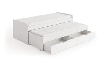 Granvik Sengeramme 90x200 cm uttrekkbar med ekstraseng og oppbevaring inkludert 2 madrasser - Hvit - Møbler - Senger - Sengeramme & sengestamme