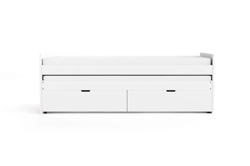 Granvik Sengeramme 90x200 cm uttrekkbar med ekstraseng og oppbevaring inkludert 2 madrasser - Hvit - Møbler - Senger - Sengeramme & sengestamme