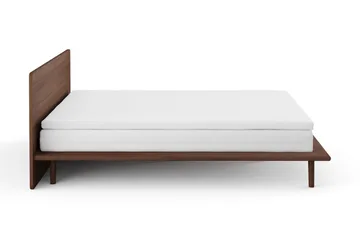 Gryning sengeramme med gavl 180x200 cm med pocket springfjærmadrass og overmadrass i lateks, vaskbart trekk - Valnøtt - Møbler - Senger - Sengeramme & sengestamme