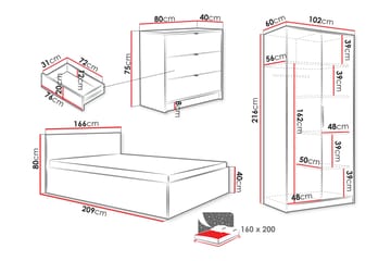 Gudelia Møbelsett For Soverom - Hvit - Møbler - Senger - Møbelsett til soverom