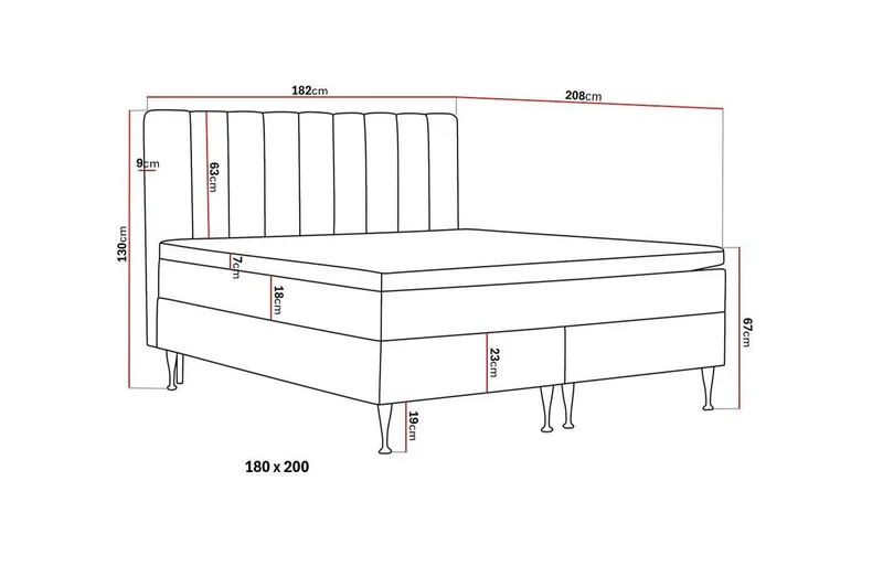 Hilton High Komplett Sengpakke 180x200 cm - Mørkegrå - Møbler - Senger - Kontinentalsenger