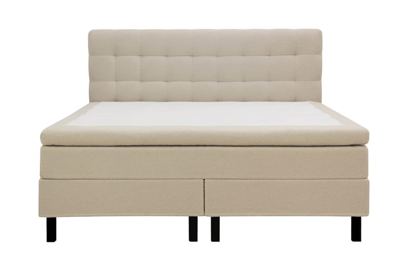 Hilton Komplett Sengpakke 160x200 cm Kontinentalseng med rutet sengegavl - Beige - Møbler - Senger - Kontinentalsenger
