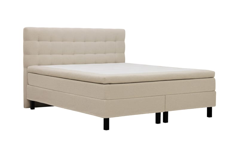Hilton Komplett Sengpakke 160x200 cm Kontinentalseng med rutet sengegavl - Beige - Møbler - Senger - Kontinentalsenger