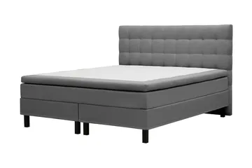 Hilton Komplett Sengpakke 160x200 cm Kontinentalseng med rutet sengegavl - Grå - Møbler - Senger - Kontinentalsenger
