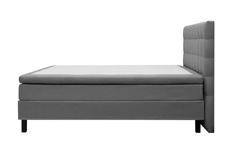 Hilton Komplett Sengpakke 160x200 cm Kontinentalseng med rutet sengegavl - Grå - Møbler - Senger - Kontinentalsenger