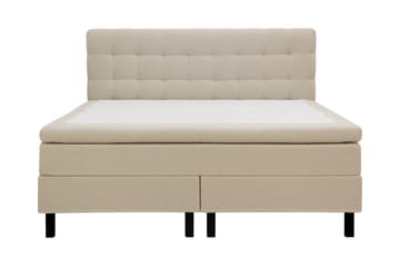 Hilton Komplett Sengpakke 160x200 cm Kontinentalseng med rutet sengegavl i bouclé - Beige - Møbler - Senger - Kontinentalsenger
