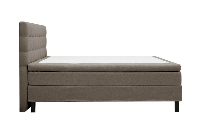 Hilton Komplett Sengpakke 160x200 cm Kontinentalseng med rutet sengegavl i bouclé - Brun - Møbler - Senger - Kontinentalsenger