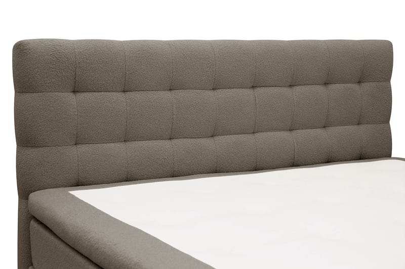 Hilton Komplett Sengpakke 160x200 cm Kontinentalseng med rutet sengegavl i bouclé - Brun - Møbler - Senger - Kontinentalsenger